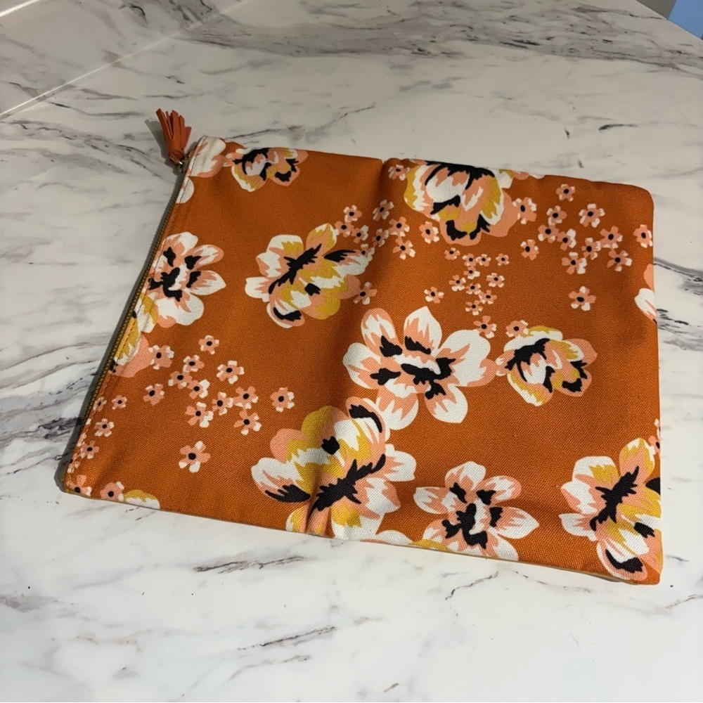Rachel Pally Vegan Leather Reversible Fold Over Clutch Purse Zahara Orange